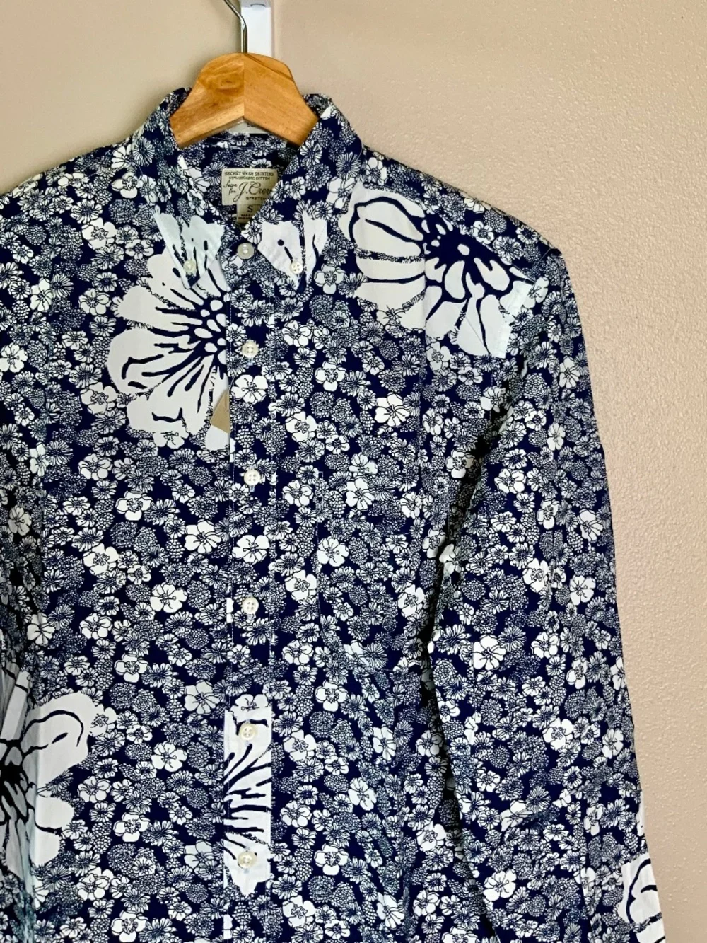 J. Crew Slim Stretch Secret Wash Cotton Poplin Button Down Shirt Hydrangea Print
